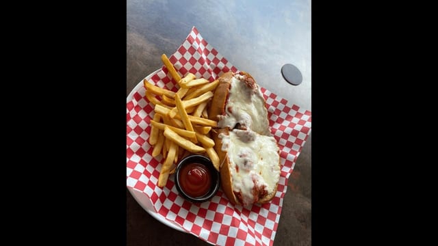Meatballs Parmigiana Sandwich.